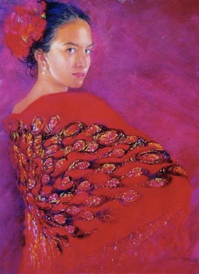 Gypsy Shawl Pastel Painting by Eunice Henning Hundley